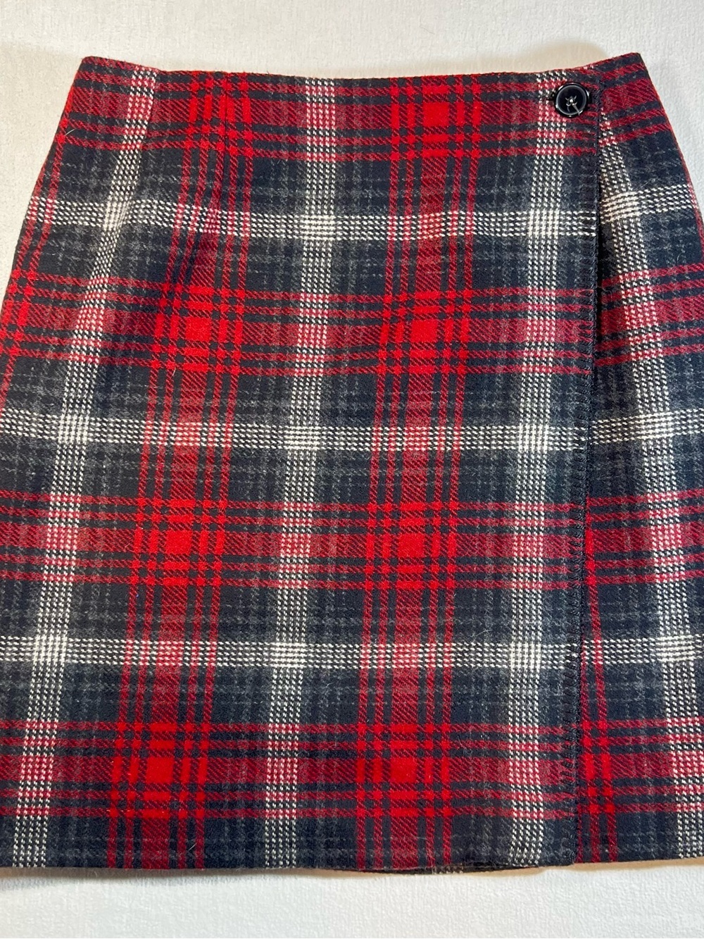 Classic Red Plaid Wool Mini Skirt-Plaid, 90’s, Dark Academia, Preppy, Holiday